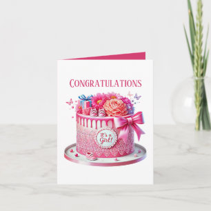 Cute it's girl Congratulations add message Card