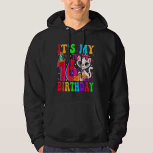 Cute It's My 16th Birthday 16 Year Old Cat Bday Pa Hoodie