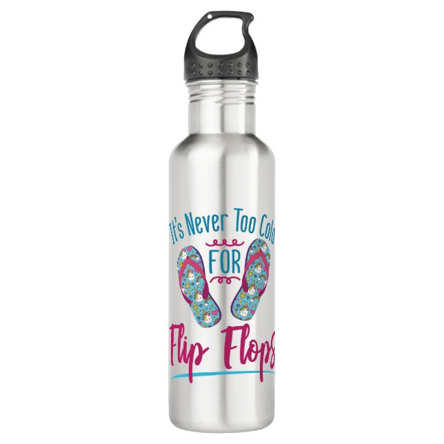 Cute It's Never Too Cold for Flip Flops 710 Ml Water Bottle (Front)