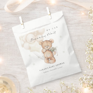 Cute Ivory Bearly Wait Bear Balloon Baby Shower Favour Bags