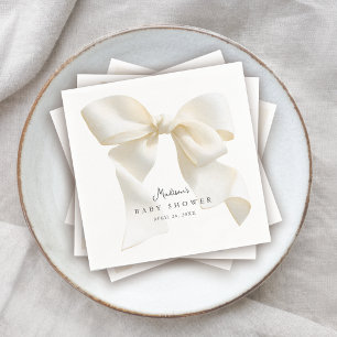Cute Ivory Coquette Bow Baby Shower Napkin