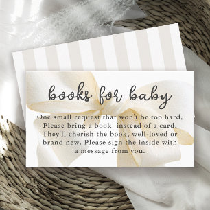 Cute Ivory Coquette Bow Books for Baby Enclosure Card