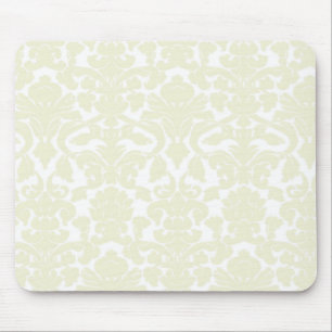 Cute Ivory Damask Pattern Mouse Mat