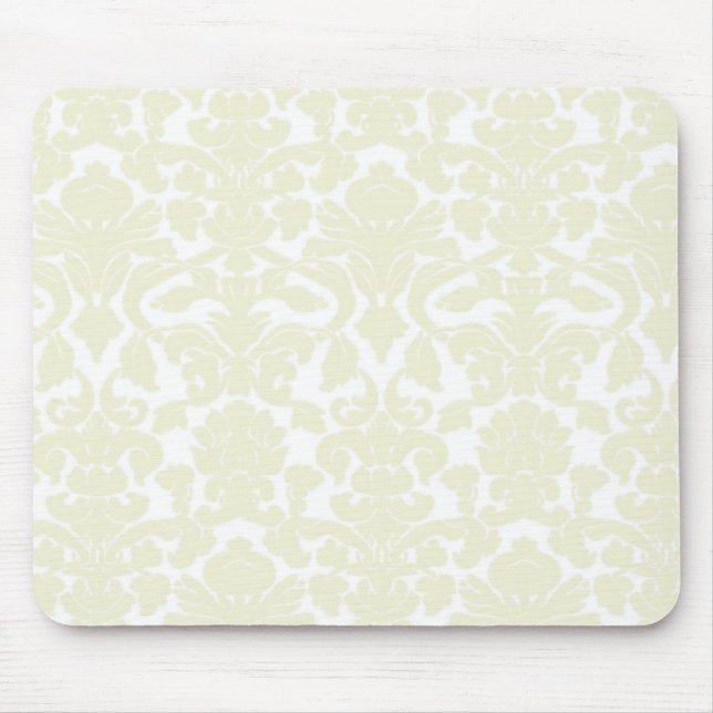 Cute Ivory Damask Pattern Mouse Mat (Front)