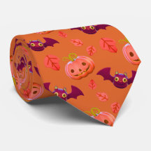 Cute Jack-o'-Lantern & Bat Pattern Orange