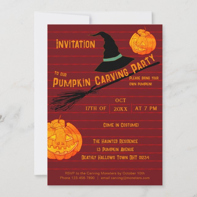 Cute Jack-o'-Lantern & Costume Party Invitation (Front)