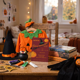 Cute Jack-o'-Lantern & Costume Party Invitation