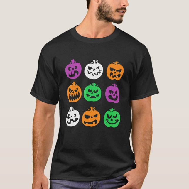 Cute Jack O Lantern Funny Pumpkin Face Halloween C T-Shirt (Front)