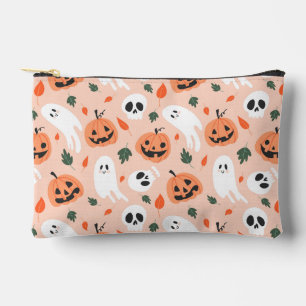 Cute Jack-O-Lantern & Ghost Pattern Accessory Pouch