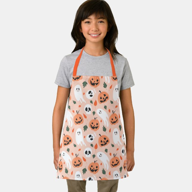 Cute Jack-O-Lantern & Ghost Pattern Apron (Insitu)