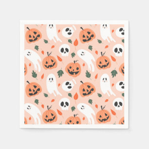 Cute Jack-O-Lantern & Ghost Pattern Napkin