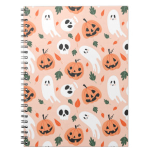 Cute Jack-O-Lantern & Ghost Pattern Notebook