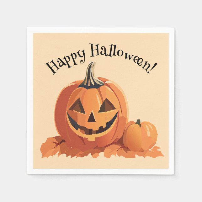 Cute Jack-o-Lantern Halloween Napkin (Front)