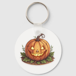 Cute Jack-O'-Lantern Halloween Pumpkin Keychain