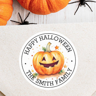Cute Jack-o-lantern Happy Halloween Classic Round Sticker