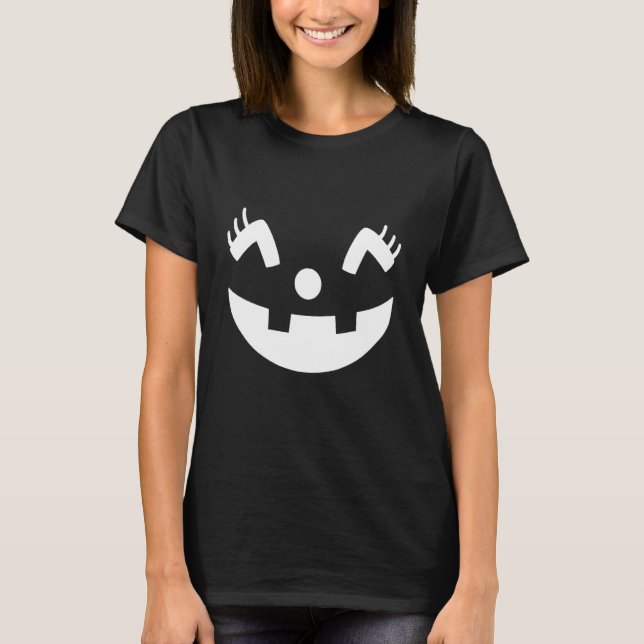 Cute Jack O' Lantern Pumpkin Face  Halloween T-Shirt (Front)
