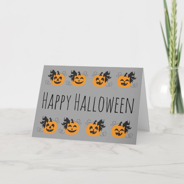 Cute Jack O Lantern Pumpkin Orange Boarder Card (Front)