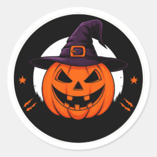 Cute Jack O Lantern Witch Pumpkin 🎃 Classic Round Sticker