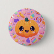 Cute Jack-o-Lantern with Candy - Button