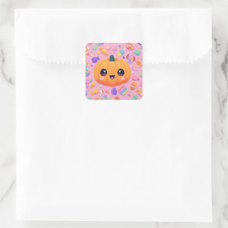 Cute Jack-o-Lantern with Candy - Sticker Sheet