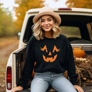 Cute Jack-O-Lantern with Lashes Orange Halloween Sweatshirt