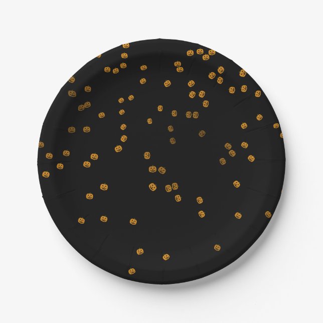 Cute Jack O'Lantern Confetti Paper Plate (Front)