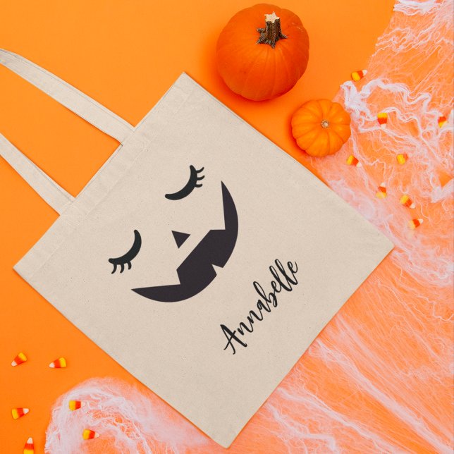 Cute Jack O'Lantern Face Halloween Trick or Treat Tote Bag (Creator Uploaded)