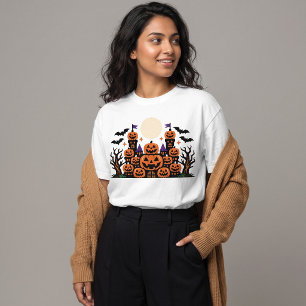 Cute Jack O'Lantern Haunted Castle Halloween T-Shirt