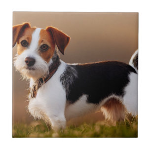 Cute Jack Russel Terrier Dog Photograph Tile