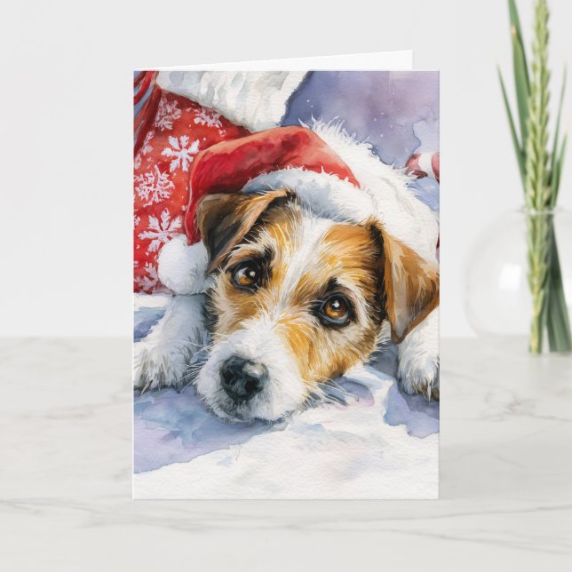 Cute Jack Russell Christmas Greeting Card  (Front)