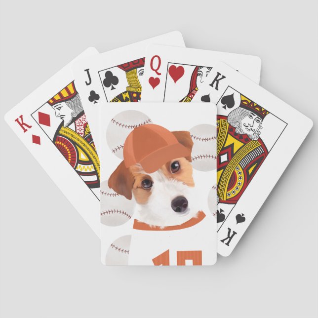Cute Jack Russell Dog Baseball Jersey and Balls  Playing Cards (Back)