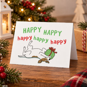 Cute Jack Russell Happy Puppy Dog Christmas Holiday Card