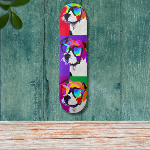 Cute Jack Russell portrait pop art style Skateboard