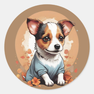 Cute Jack Russell Puppy Classic Round Sticker