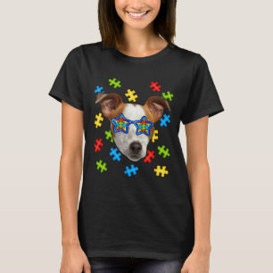 Cute Jack Russell Terrier Autism Puzzle Sunglasses T-Shirt