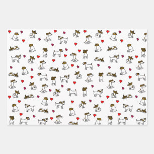 Cute Jack Russell Terrier Cartoon Gift Wrap Set