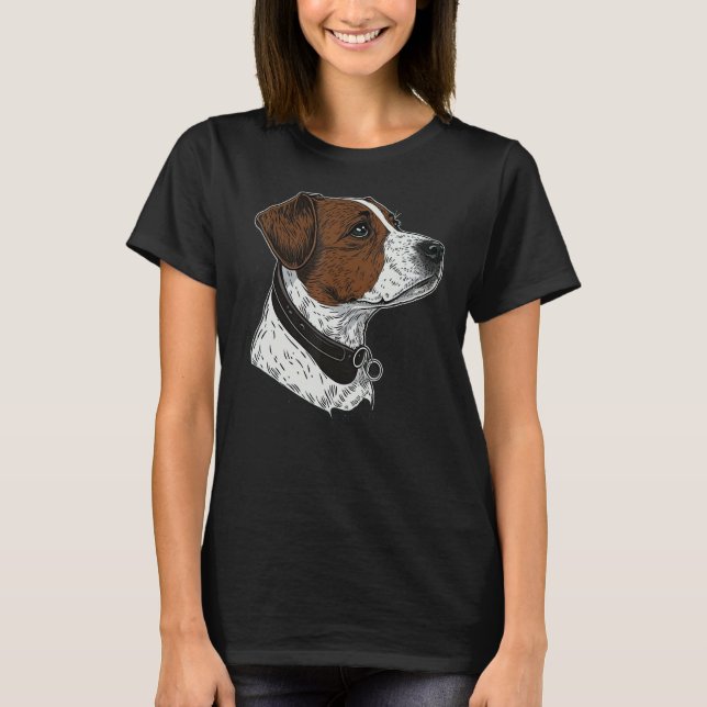 Cute Jack Russell Terrier Dog on Jack Russell Terr T-Shirt (Front)