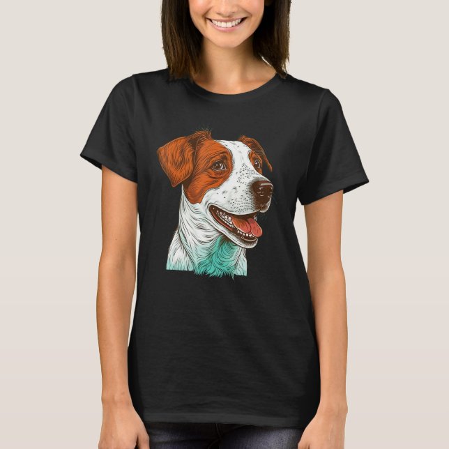 Cute Jack Russell Terrier Dog on Jack Russell Terr T-Shirt (Front)