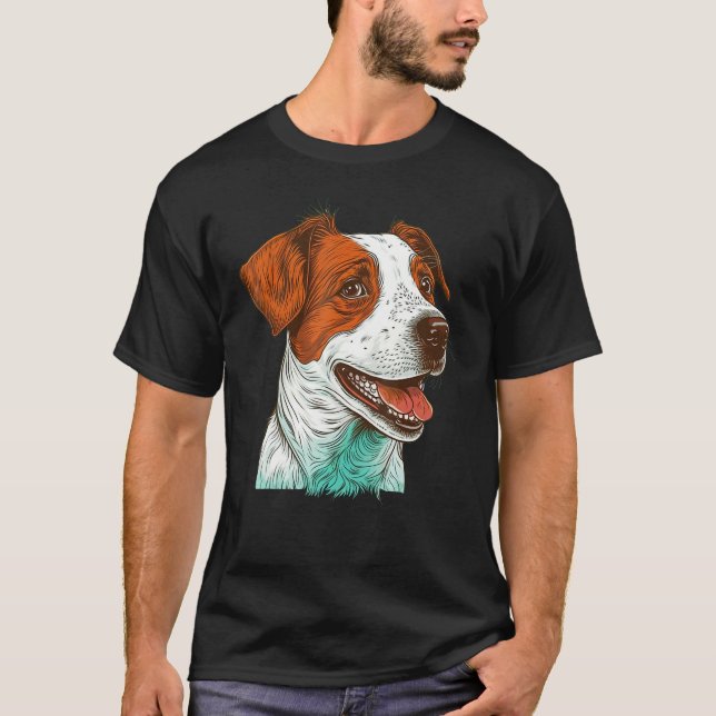 Cute Jack Russell Terrier Dog on Jack Russell Terr T-Shirt (Front)