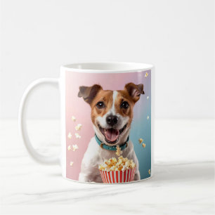 Cute Jack Russell Terrier With Popcorn Coffee Mug