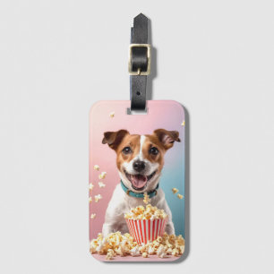 Cute Jack Russell Terrier With Popcorn Luggage Tag