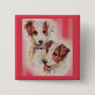 CUTE Jack Russell terriers illustration 15 Cm Square Badge