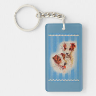 CUTE Jack Russell terriers illustration Key Ring
