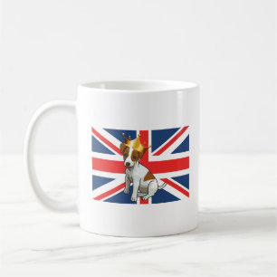 Cute Jack Russell wearing a Crown and Union Jack Coffee Mug