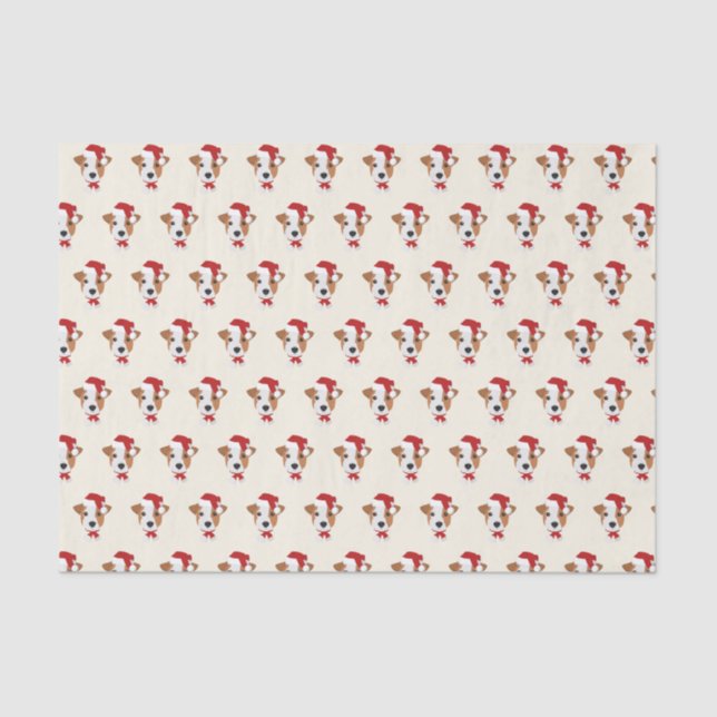 Cute Jack Russell with a Santa Hat - Christmas Tissue Paper (Front)