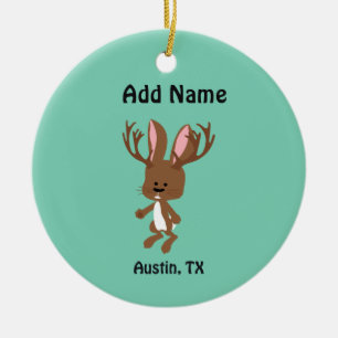 Cute Jackalope - Austin, Texas Ceramic Tree Decoration