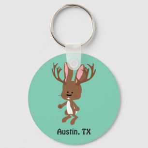 Cute Jackalope - Austin, Texas Key Ring