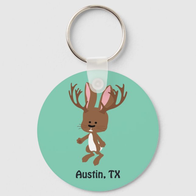 Cute Jackalope - Austin, Texas Key Ring (Front)