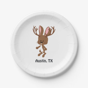 Cute Jackalope - Austin, Texas Paper Plate