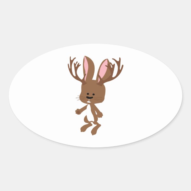 Cute Jackalope Oval Sticker (Front)